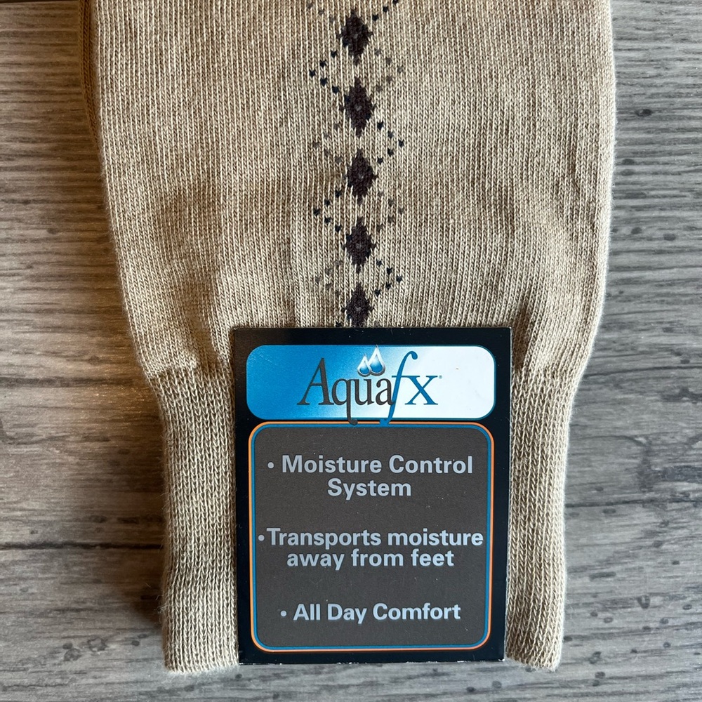 Goldtoe All Day Comfort Men’s AquaFX Jersey Dress Sock Khaki Pima Cotton NWT - Picture 4 of 6